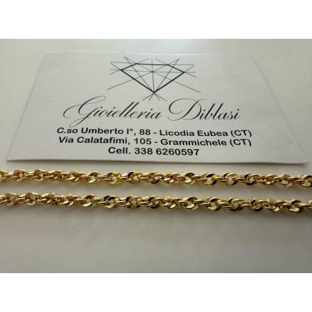 COLLANA Donna ORO GIALLO 18 Karati 750% Maglia Catena Modello FUNE BRILLANTINATA