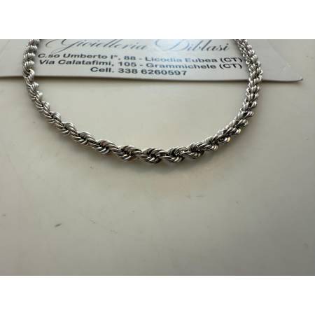 COLLANA ORO BIANCO 18 Kt 750% Uomo Donna Modello CORDA Laser COLLIER Girocollo