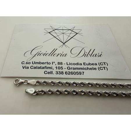 COLLANA ORO BIANCO 18 Kt 750% Uomo Donna Modello CORDA Laser COLLIER Girocollo