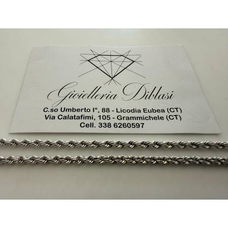 COLLANA ORO BIANCO 18 Kt 750% Uomo Donna Modello CORDA Laser COLLIER Girocollo