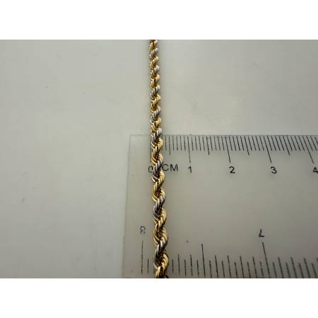 COLLANA ORO 18 KT 750% Unisex Giallo Bianco CORDA Laser Girocollo COLLIER Catena