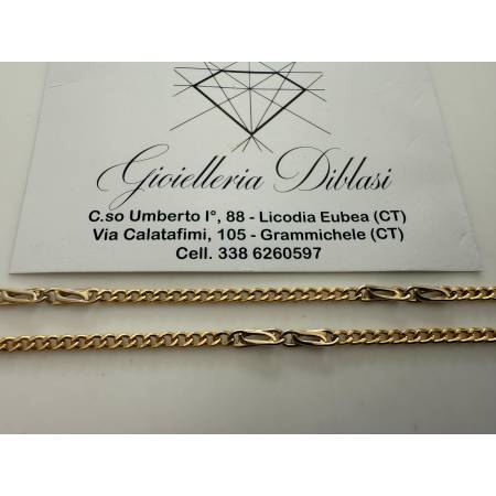 COLLANA Collier CATENA Girocollo ORO 18 KT 750% GIALLO BIANCO Maglia Uomo Donna