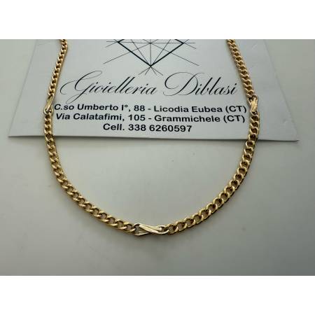 COLLANA Collier CATENA Girocollo ORO 18 KT 750% GIALLO BIANCO Maglia Uomo Donna