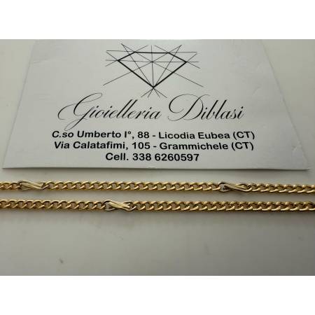 COLLANA Collier CATENA Girocollo ORO 18 KT 750% GIALLO BIANCO Maglia Uomo Donna