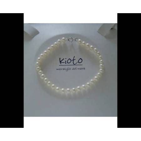 BRACCIALE DI PERLE NATURALI ACQUA DOLCE IN ORO BIANCO 18 KT 750% KIOTO
