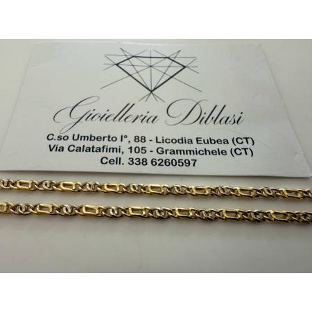 COLLANA ORO Bicolor GIALLO BIANCO 18 Kt 750% Catena GIROCOLLO Uomo Donna Collier