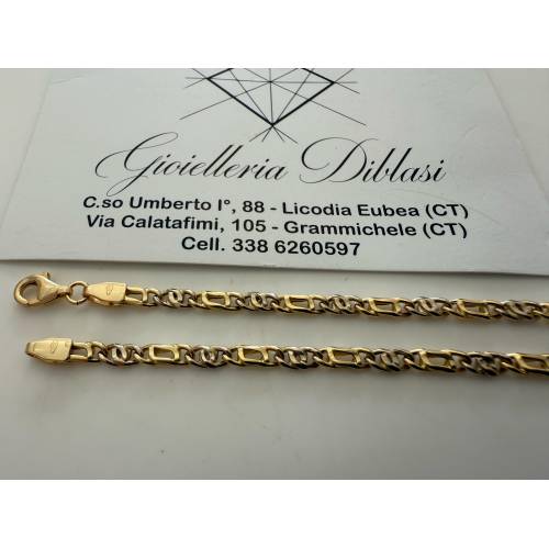 COLLANA ORO Bicolor GIALLO BIANCO 18...
