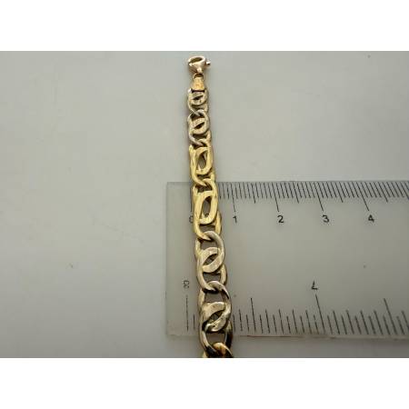 BRACCIALE In ORO 18 Karati 750% Uomo Donna Bicolore GIALLO BIANCO Maglia Catena