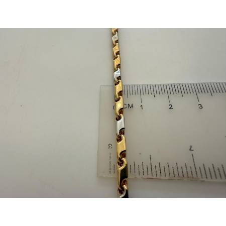 BRACCIALE Oro 18 Karati 750% Uomo Donna Unisex ORO GIALLO BIANCO Maglia Bicolore