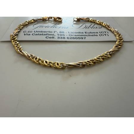 BRACCIALE ORO 18 Kt 750% Uomo Donna Unisex Bicolore GIALLO BIANCO Maglia Catena