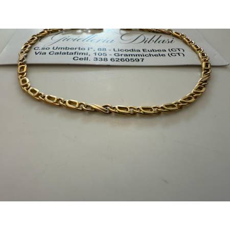 BRACCIALE In ORO 18 Karati 750% Uomo Donna GIALLO BIANCO Maglia Catena Bicolore