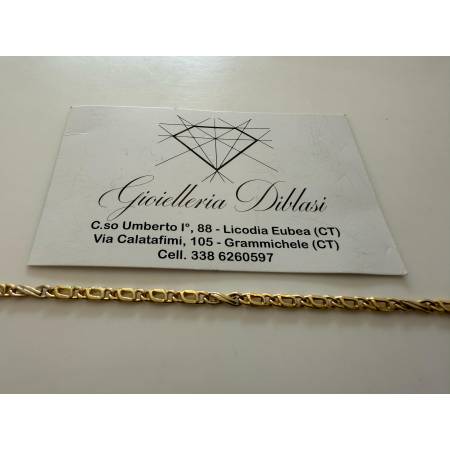 BRACCIALE In ORO 18 Karati 750% Uomo Donna GIALLO BIANCO Maglia Catena Bicolore