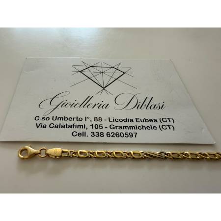 BRACCIALE In ORO 18 Karati 750% Uomo Donna GIALLO BIANCO Maglia Catena Bicolore