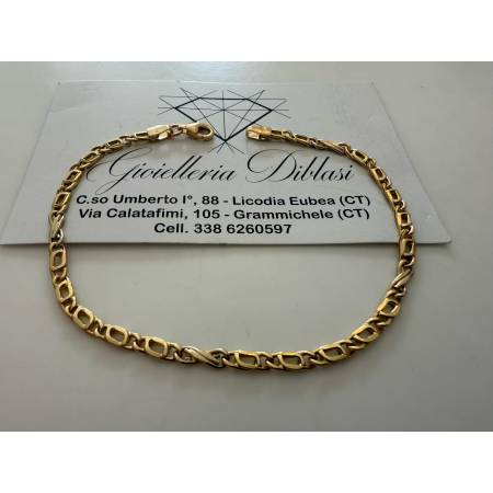 BRACCIALE In ORO 18 Karati 750% Uomo Donna GIALLO BIANCO Maglia Catena Bicolore